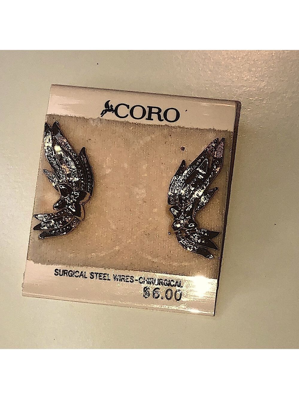 Vtg Coro Gold Tone Flower Floral Leaf Stud Earrings Surgical Sterling Post 1.2”